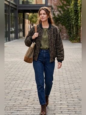 Vintage Liz Sport Velvet Velour Quilted Black & Gold Oversized Bomber Jacket Med